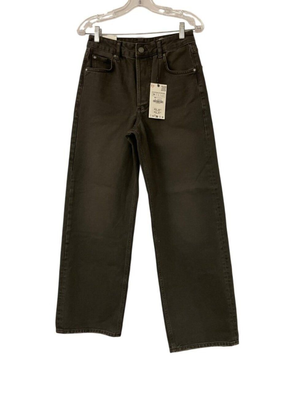 Zara Women Jeans EU 34 US 2 Gray Denim Straight Leg Mid Rise Cotton 6840/301 NWT